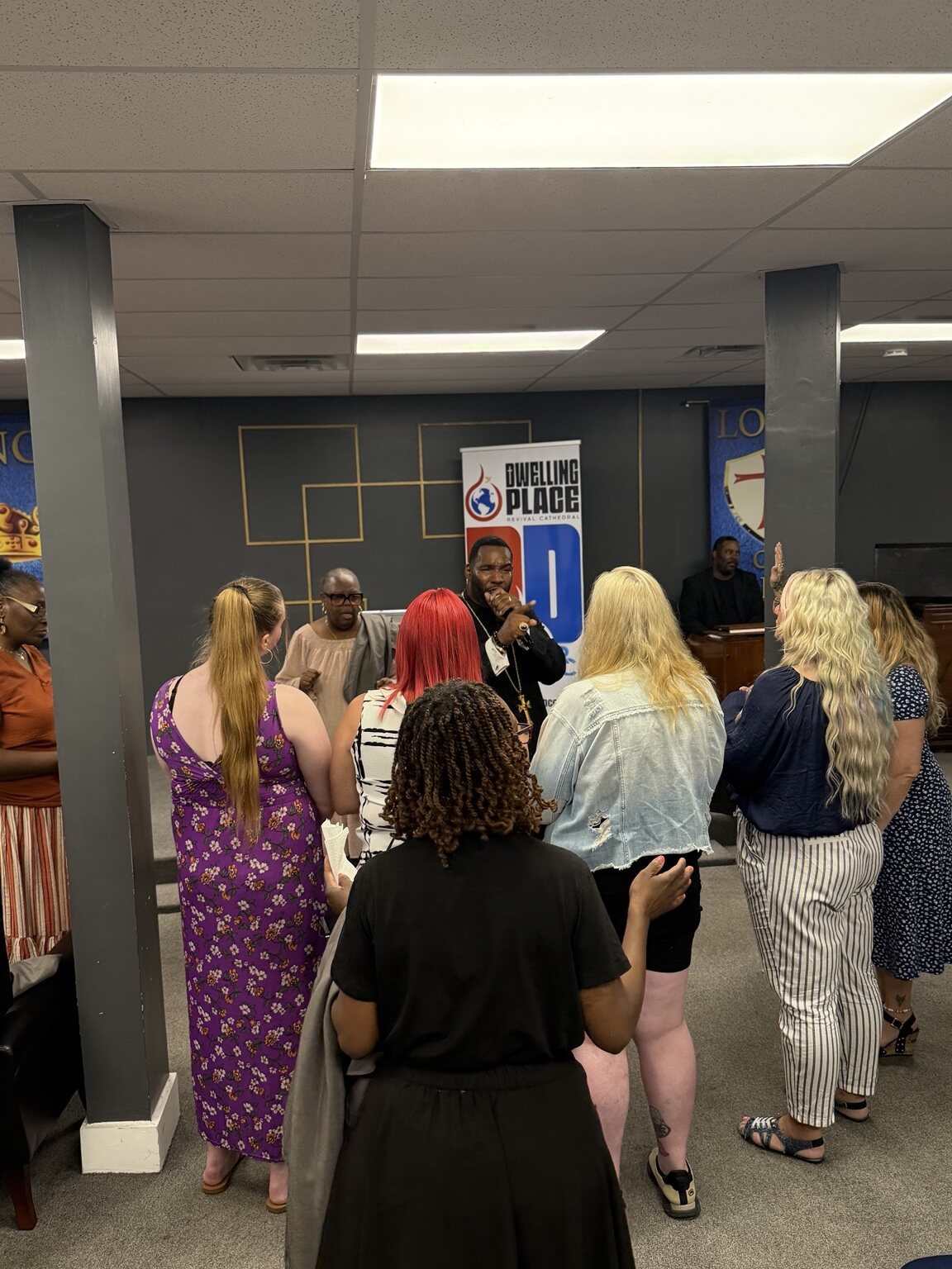 Congregants gathered for altar ministry and prayer